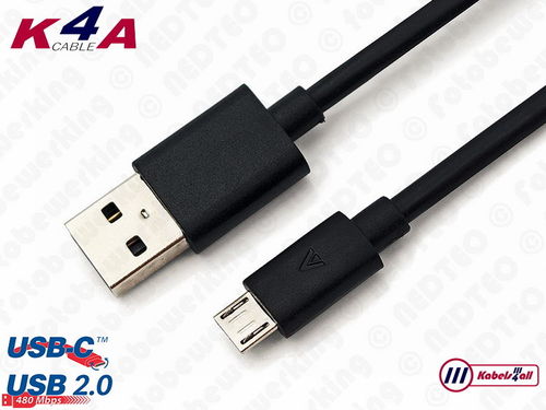 USB-2.0 C Laad en Data kabel naar A  1.00 meter